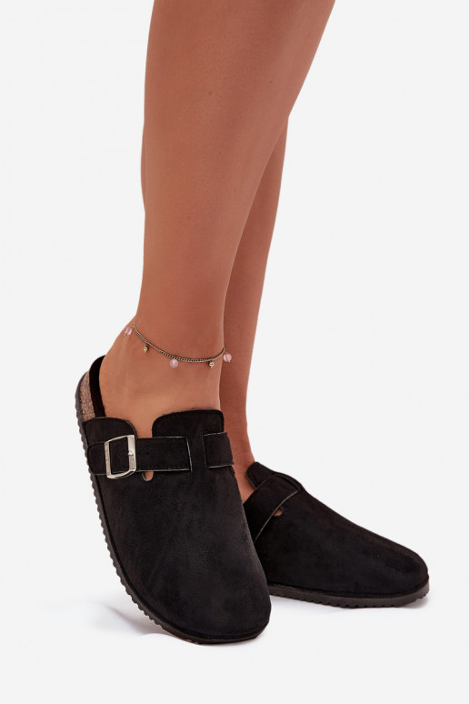 Šlepetės Klumpės Moteriškas su platforma sidabro spalvos su sagtimis Big Star SS274736 juodos spalvos