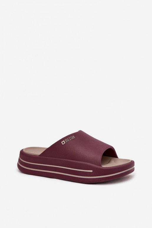 Moteriškos šlepetės su platforma Big Star SS274425 bordo spalvos