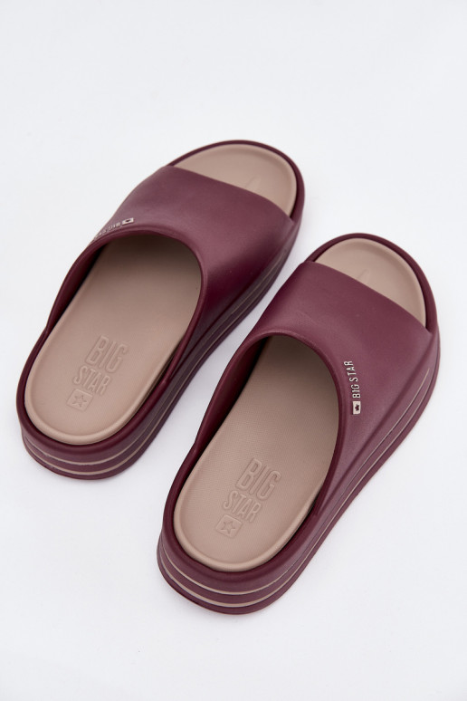 Moteriškos šlepetės su platforma Big Star SS274425 bordo spalvos