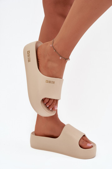 Moteriškos šlepetės Lengvos šlepetės su platforma Big Star SS274722 smėlio spalvos