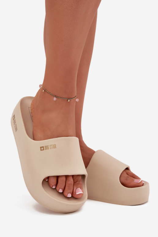 Moteriškos šlepetės Lengvos šlepetės su platforma Big Star SS274722 smėlio spalvos