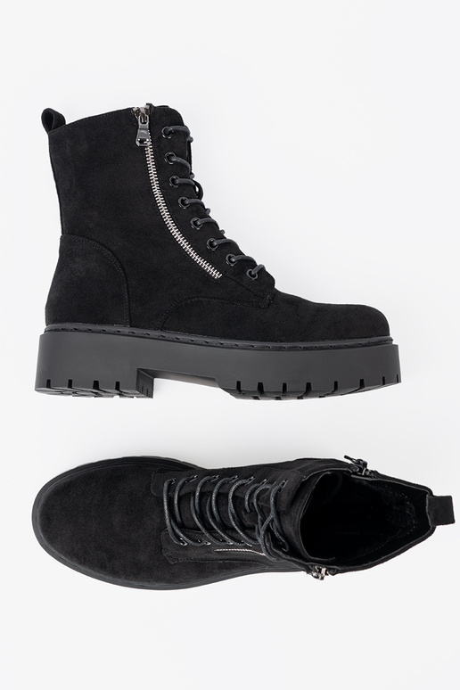 batai moterų juodos spalvos z zamszoĮym Įykończeniem