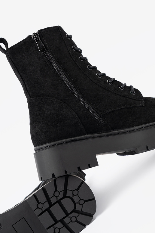 batai moterų juodos spalvos z zamszoĮym Įykończeniem