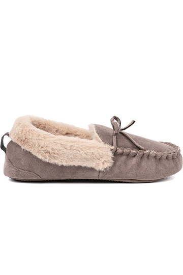 smėlio spalvos kapcie su lanku i puszystym Įnętrzem typu mokasinai 2