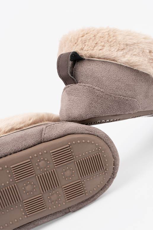 smėlio spalvos kapcie su lanku i puszystym Įnętrzem typu mokasinai