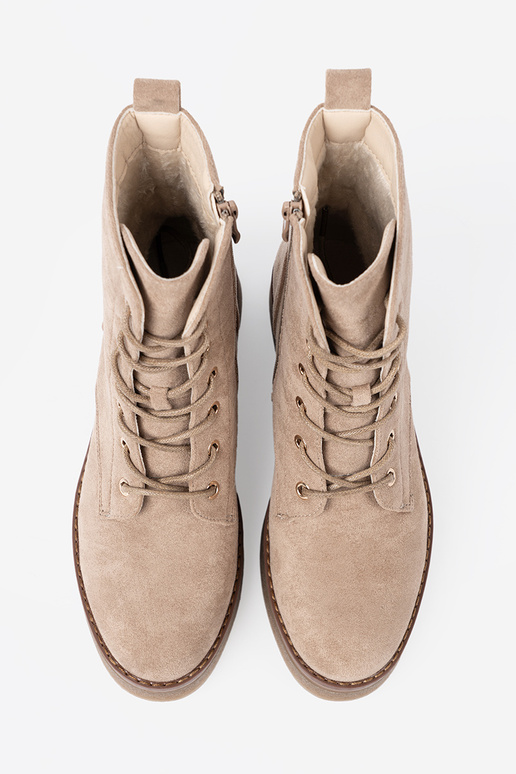 Stilingas smėlio spalvos auliniai batai z okrągłym noskiem