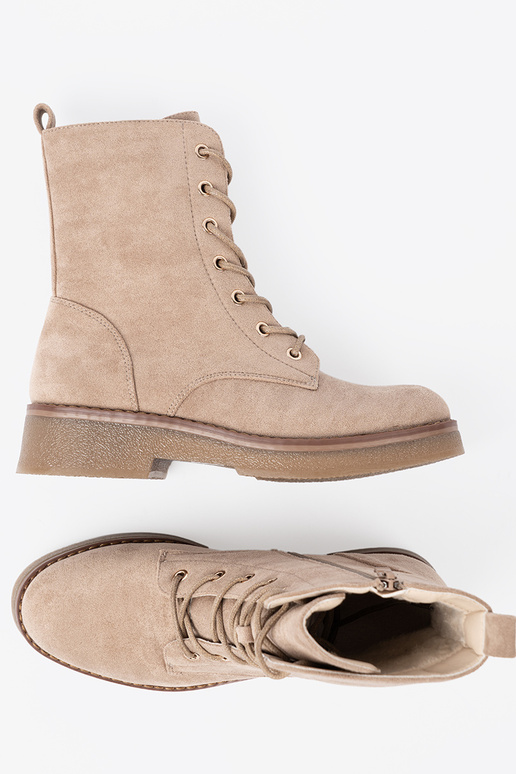 Stilingas smėlio spalvos auliniai batai z okrągłym noskiem