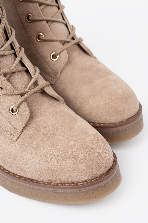 Stilingas smėlio spalvos auliniai batai z okrągłym noskiem