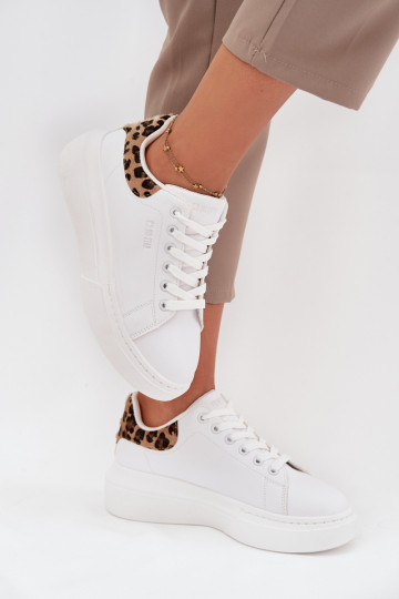 Moteriški balti sneakers stiliaus batai su platforma Big Star SS274247 ir leopardo kailio raštais