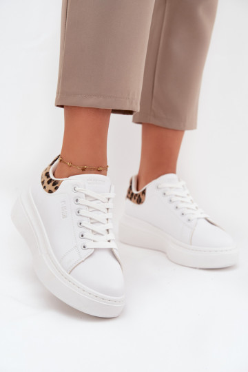Moteriški balti sneakers stiliaus batai su platforma Big Star SS274247 ir leopardo kailio raštais 2