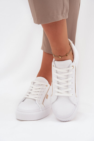 Moteriškas Sneakers modelio batai iš eko odos Big Star SS274026 Baltos-aukso spalvos 2