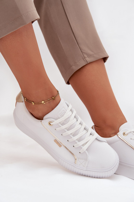 Moteriškas Sneakers modelio batai iš eko odos Big Star SS274026 Baltos-aukso spalvos
