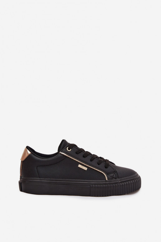Moteriški juodos ir aukso spalvos sneakers stiliaus batai iš dirbtinės odos Big Star SS274025