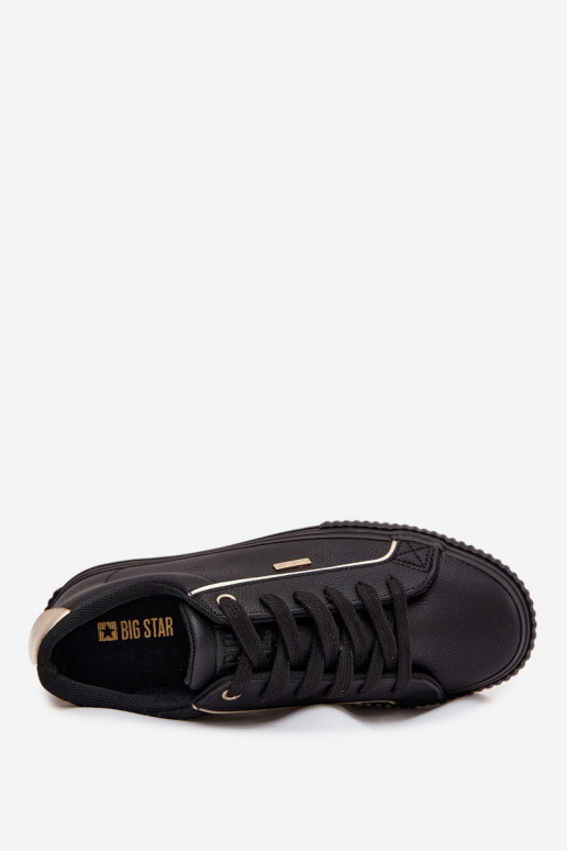 Moteriški juodos ir aukso spalvos sneakers stiliaus batai iš dirbtinės odos Big Star SS274025