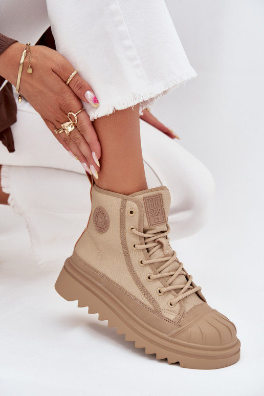 laisvalaikio batai su auliuku Moteriškas pašiltinti Big Star OO274A356 smėlio spalvos laisvalaikio batai su auliuku Moteriškas pašiltinti Big Star OO274A356 smėlio spalvos