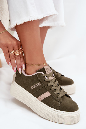 Moteriški žalios spalvos sneakers stiliaus batai su platforma Big Star SS274349