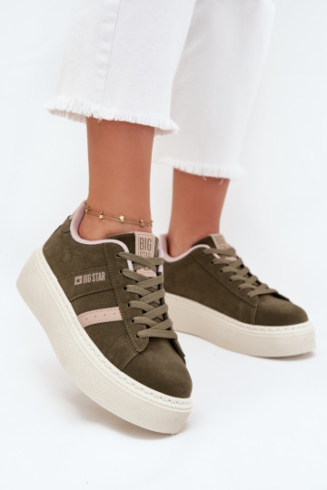 Moteriški žalios spalvos sneakers stiliaus batai su platforma Big Star SS274349 2