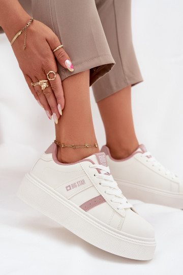 Moteriški baltos spalvos sneakers stiliaus batai su platforma Big Star SS274346