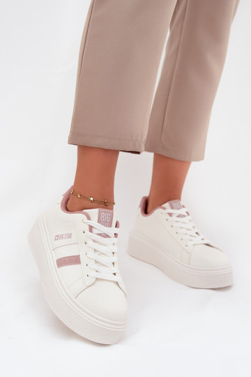 Moteriški baltos spalvos sneakers stiliaus batai su platforma Big Star SS274346 2