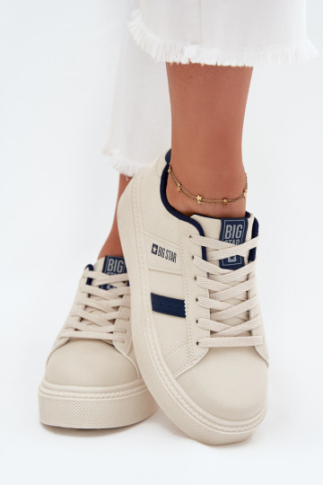 Sneakers modelio batai Moteriškas su platforma Big Star SS274347 dramblio kaulo spalvos