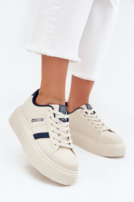 Sneakers modelio batai Moteriškas su platforma Big Star SS274347 dramblio kaulo spalvos Sneakers modelio batai Moteriškas su platforma Big Star SS274347 dramblio kaulo spalvos
