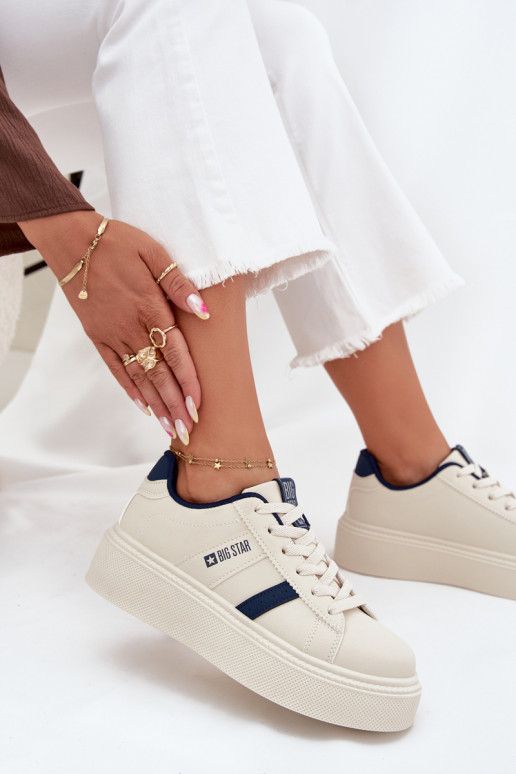 Sneakers modelio batai Moteriškas su platforma Big Star SS274347 dramblio kaulo spalvos Sneakers modelio batai Moteriškas su platforma Big Star SS274347 dramblio kaulo spalvos
