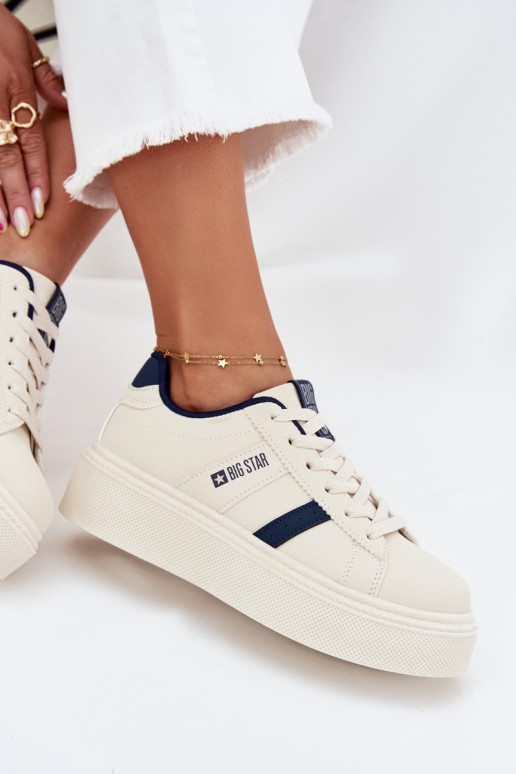 Sneakers modelio batai Moteriškas su platforma Big Star SS274347 dramblio kaulo spalvos Sneakers modelio batai Moteriškas su platforma Big Star SS274347 dramblio kaulo spalvos