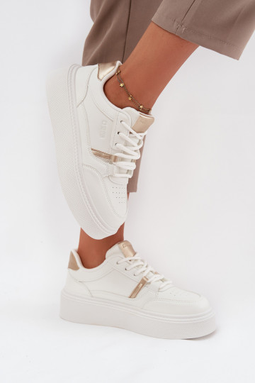 Moteriški baltos spalvos sneakers stiliaus batai su platforma Big Star SS274359