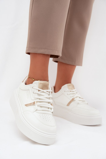 Moteriški baltos spalvos sneakers stiliaus batai su platforma Big Star SS274359 2