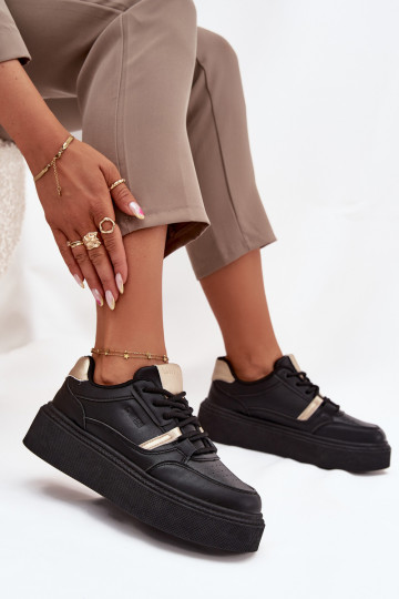 Moteriški juodos spalvos sneakers stiliaus batai su platforma Big Star SS274360