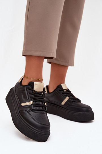 Moteriški juodos spalvos sneakers stiliaus batai su platforma Big Star SS274360 2