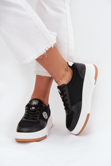 Juodos spalvos moteriški sneakers stiliaus batai su platforma Big Star RR274573 HI-POLY SYSTEM