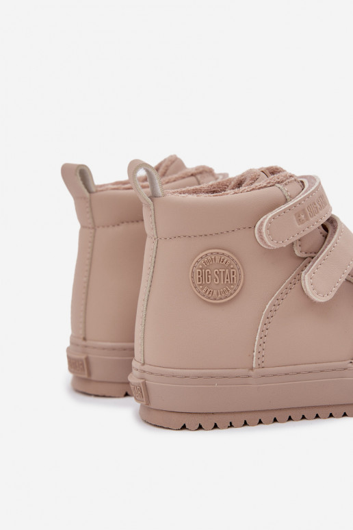 pašiltinti Sneakers modelio aulinukai Vaikiški su lipniais užsegimais Big Star SS374072 smėlio spalvos