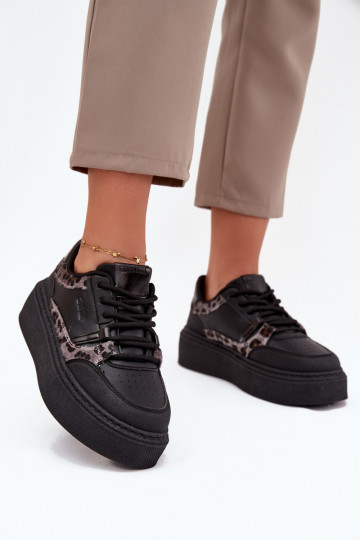 Moteriškas Sneakers modelio batai su platforma Big Star SS274358 su leopardo kailio raštais juodos spalvos 2