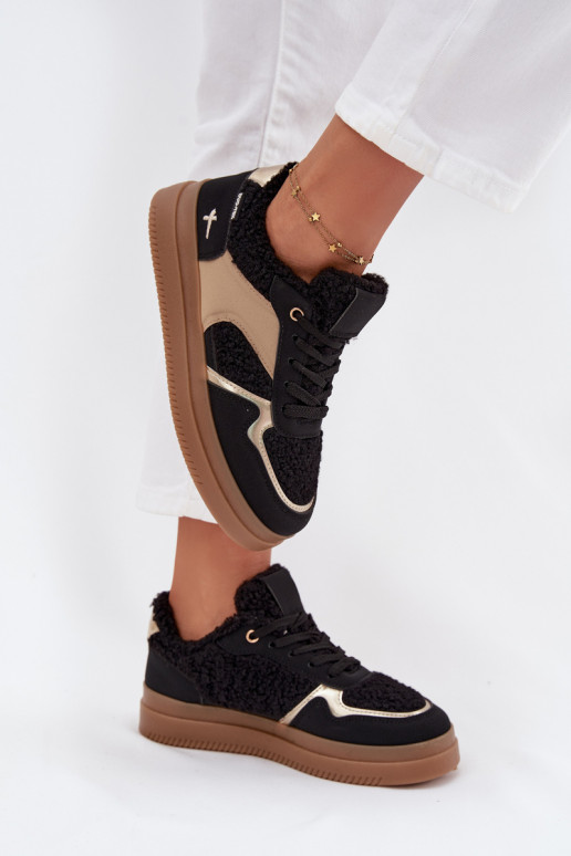 Sneakers modelio batai Moteriškas su platforma su kailiuku Typu Baranek juodos spalvos Frelina Sneakers modelio batai Moteriškas su platforma su kailiuku Typu Baranek juodos spalvos Frelina