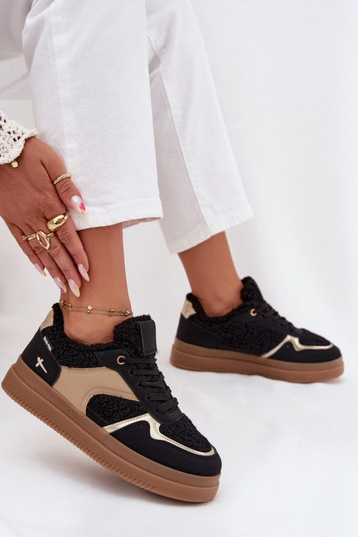 Sneakers modelio batai Moteriškas su platforma su kailiuku Typu Baranek juodos spalvos Frelina Sneakers modelio batai Moteriškas su platforma su kailiuku Typu Baranek juodos spalvos Frelina