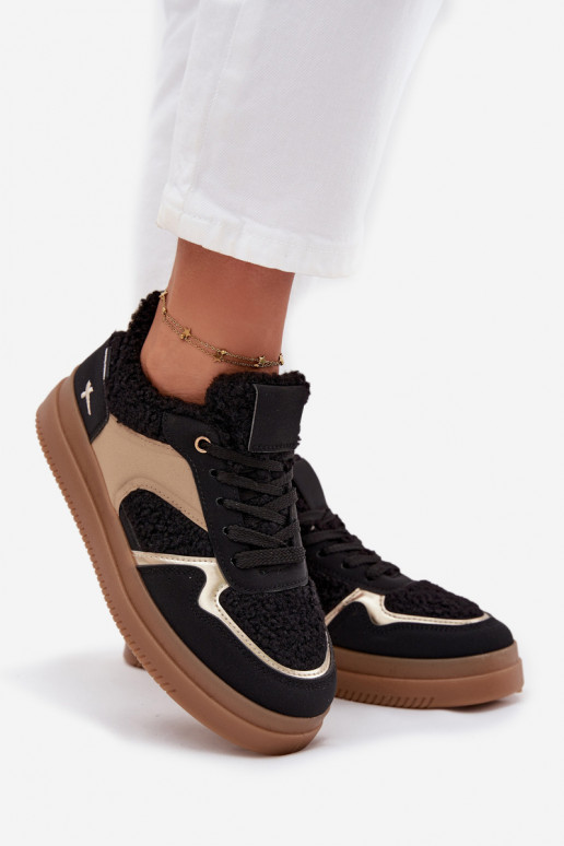 Sneakers modelio batai Moteriškas su platforma su kailiuku Typu Baranek juodos spalvos Frelina Sneakers modelio batai Moteriškas su platforma su kailiuku Typu Baranek juodos spalvos Frelina