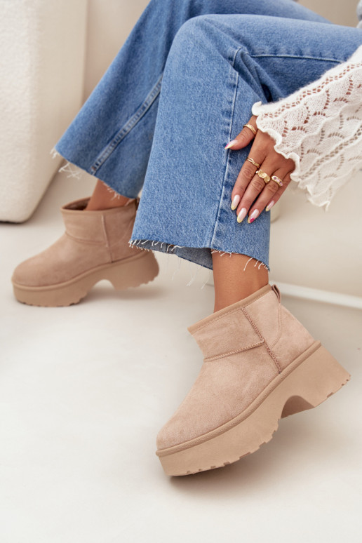 sniego batai Moteriškos žemos Įsispiriamo modelio pašiltinti su kailiuku viduje chaki spalvos Tai turivelle