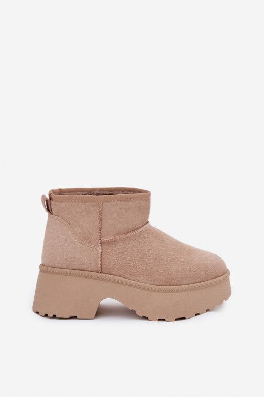 sniego batai Moteriškos žemos Įsispiriamo modelio pašiltinti su kailiuku viduje chaki spalvos Tai turivelle