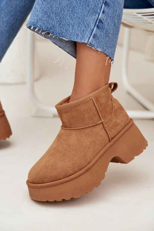 sniego batai Moteriškos žemos Įsispiriamo modelio pašiltinti su kailiuku viduje rudos spalvos Tai turivelle