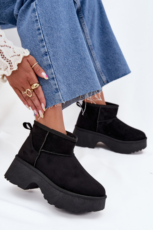 sniego batai Moteriškos žemos Įsispiriamo modelio pašiltinti su kailiuku viduje juodos spalvos Tai turivelle