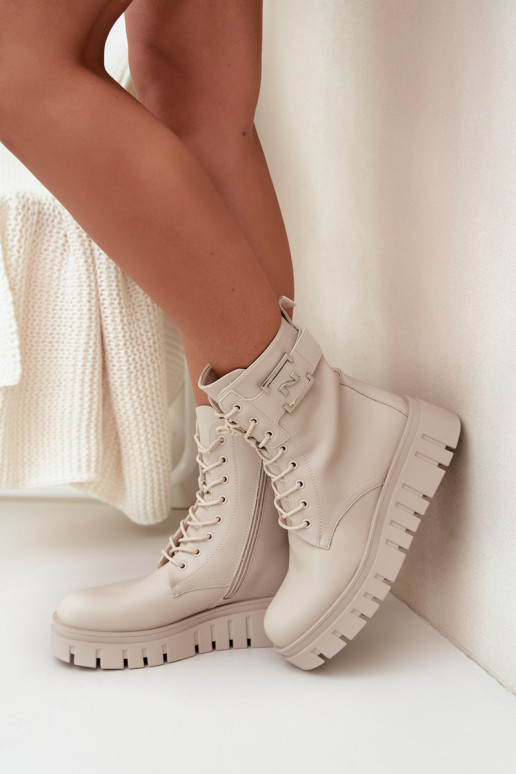 Moteriški aulinukai su platforma Su puošniais Detalem pašiltinti dramblio kaulo spalvos Lyrana