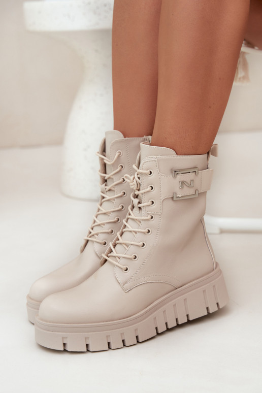 Moteriški aulinukai su platforma Su puošniais Detalem pašiltinti dramblio kaulo spalvos Lyrana