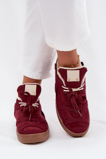 Sneakers modelio batai Moteriškas su platforma pašiltinti su kailiuku viduje bordo spalvos Solvia 2