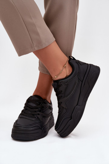 Moteriški juodi Sneakers modelio batai su platforma Big Star SS274589 HI-POLY SYSTEM