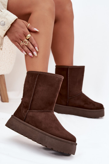 Moteriškas sniego batai su kailiuku CzekoladoĮe Abrams