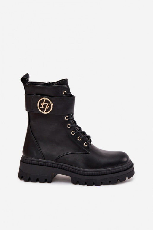 Darbiniai kulkšnies batai Moteriškas Ze aukso spalvosm Detalem pašiltinti juodos spalvos Fiorena