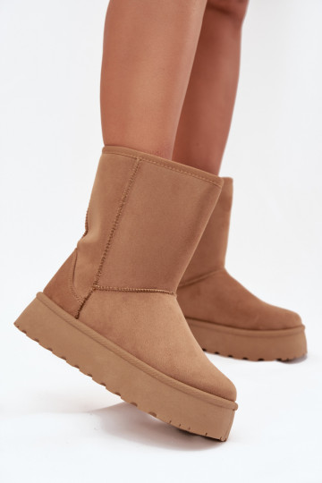 Moteriškas sniego batai su kailiuku rudos spalvos Abrams