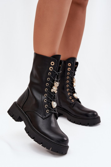 Darbiniai kulkšnies batai MoteriškassuPrzypinkami pašiltinti juodos spalvos Lomina