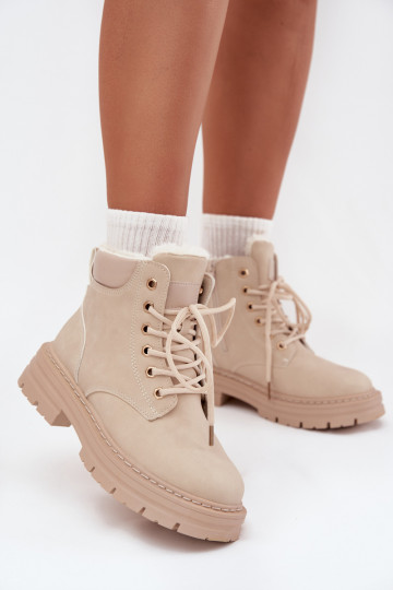 batai Moteriškas pašiltinti su kailiuku viduje Į Pilį dramblio kaulo spalvos Tharika 2